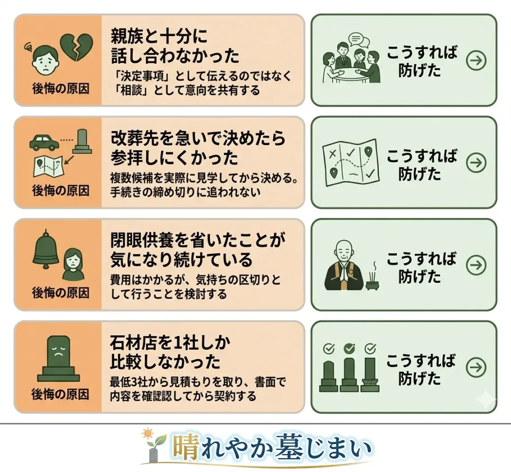 墓じまいでよくある後悔パターン画像