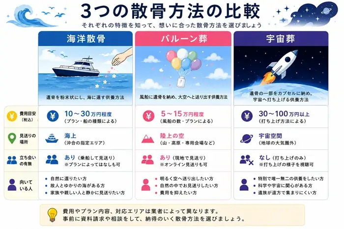散骨方法の比較画像
