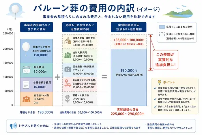 バルーン葬の費用の内訳