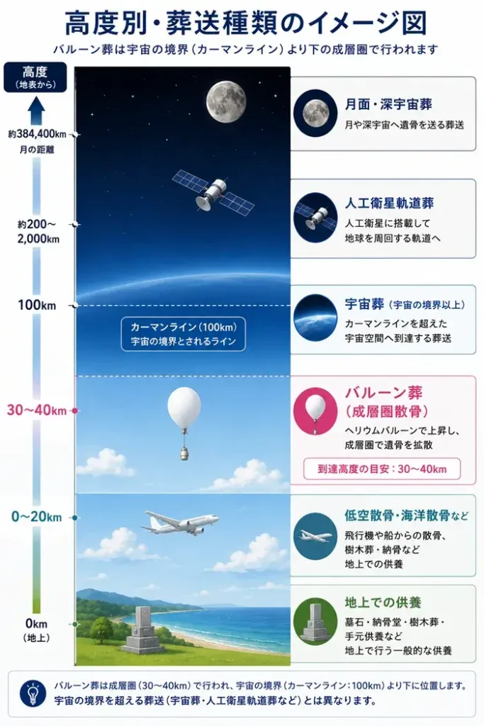 高度別・葬送種類のイメージ図
